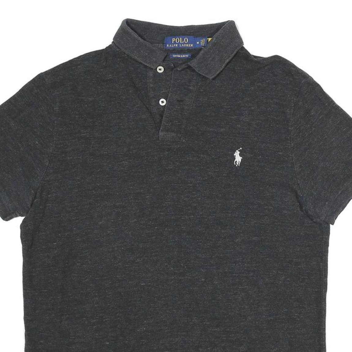 POLO RALPH LAUREN Mens Black Short Sleeve Plain M Polo Shirt Cotton Blend