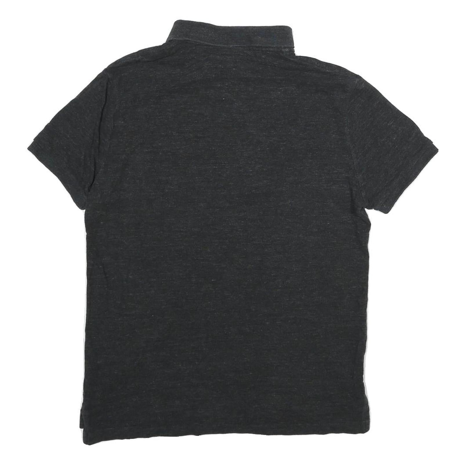 POLO RALPH LAUREN Mens Black Short Sleeve Plain M Polo Shirt Cotton Blend