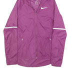 NIKE Womens Purple Zip Hooded Jacket XS Nylon Plain Lightweight Running