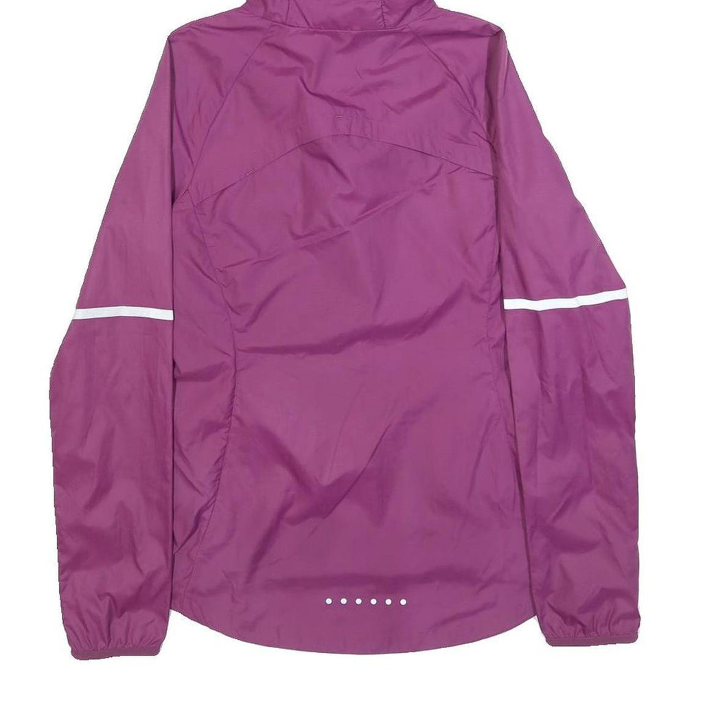 NIKE Womens Purple Zip Hooded Jacket XS Nylon Plain Lightweight Running