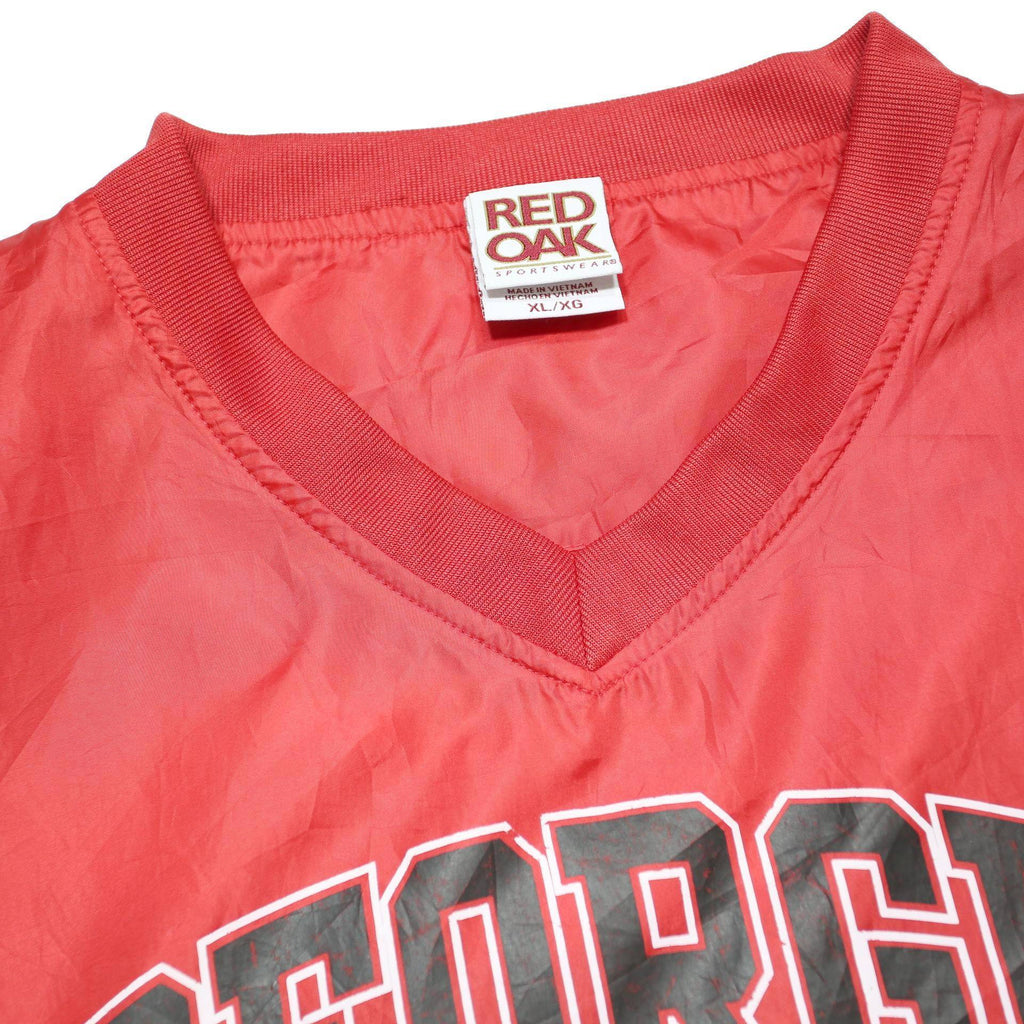 RED OAK Mens Red Georgia Logo V Neck Nylon Jacket XL Plain Sportswear