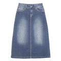 CATO Womens Blue Denim A-Line Midi Cotton Blend Skirt Size M Classic Stitch
