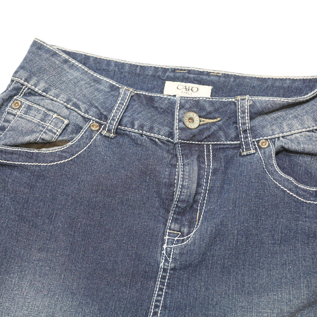 CATO Womens Blue Denim A-Line Midi Cotton Blend Skirt Size M Classic Stitch
