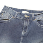 CATO Womens Blue Denim A-Line Midi Cotton Blend Skirt Size M Classic Stitch