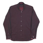 TED BAKER Mens Maroon Plain Shirt M Cotton Blend Classic Fit Long Sleeve