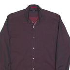 TED BAKER Mens Maroon Plain Shirt M Cotton Blend Classic Fit Long Sleeve