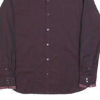 TED BAKER Mens Maroon Plain Shirt M Cotton Blend Classic Fit Long Sleeve