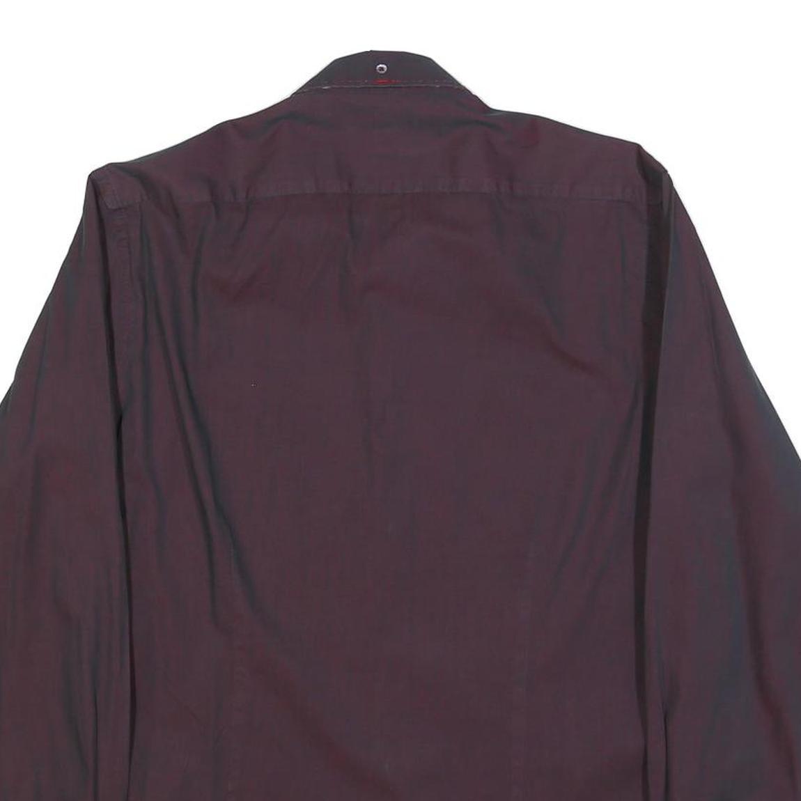 TED BAKER Mens Maroon Plain Shirt M Cotton Blend Classic Fit Long Sleeve