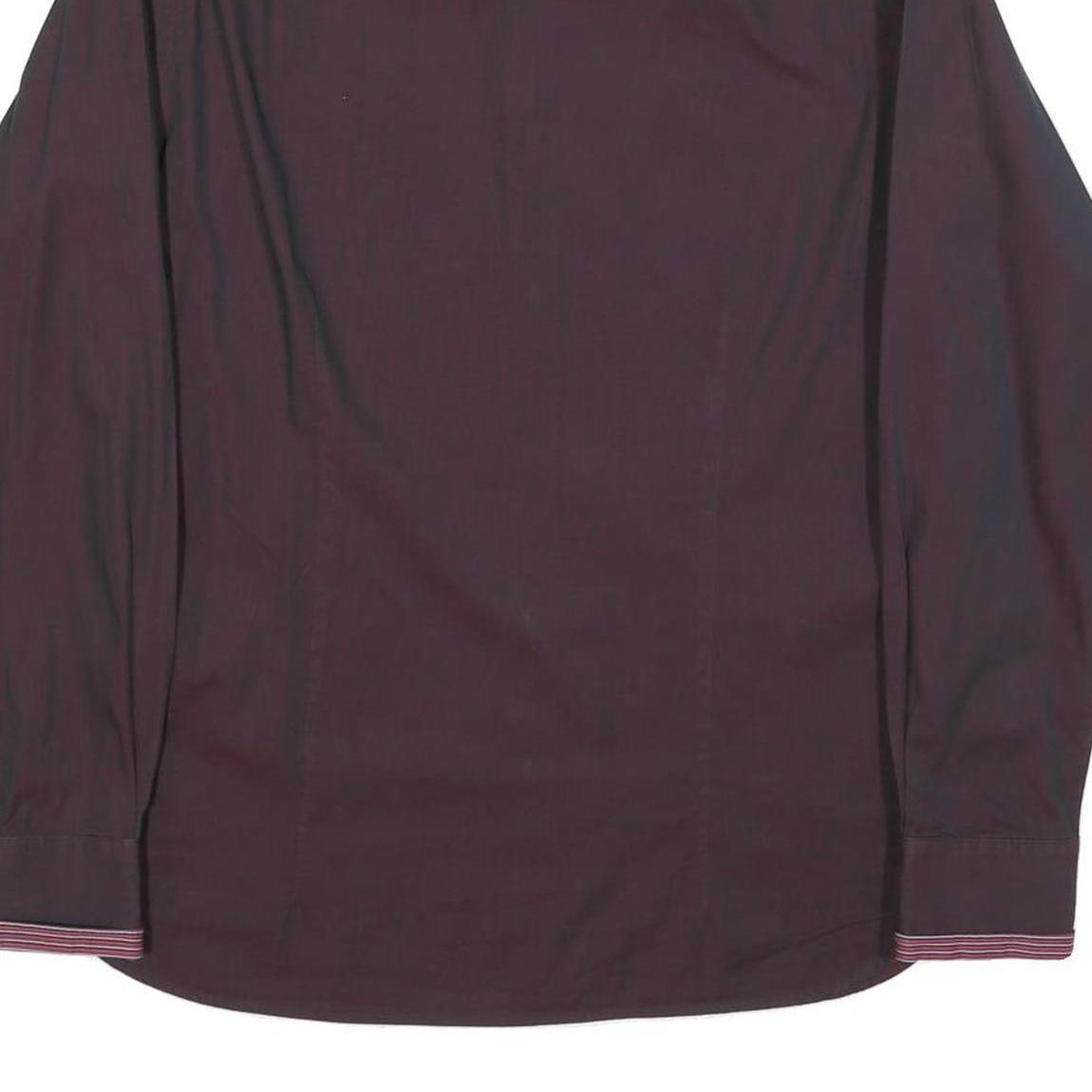 TED BAKER Mens Maroon Plain Shirt M Cotton Blend Classic Fit Long Sleeve