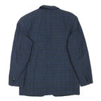 E THOMAS Mens Blue Checked Classic Jacket S Wool Blend Button Closure Stylish