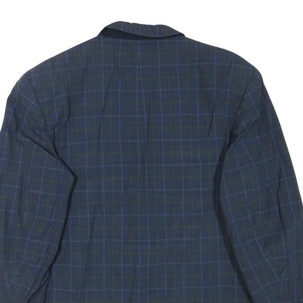 E THOMAS Mens Blue Checked Classic Jacket S Wool Blend Button Closure Stylish