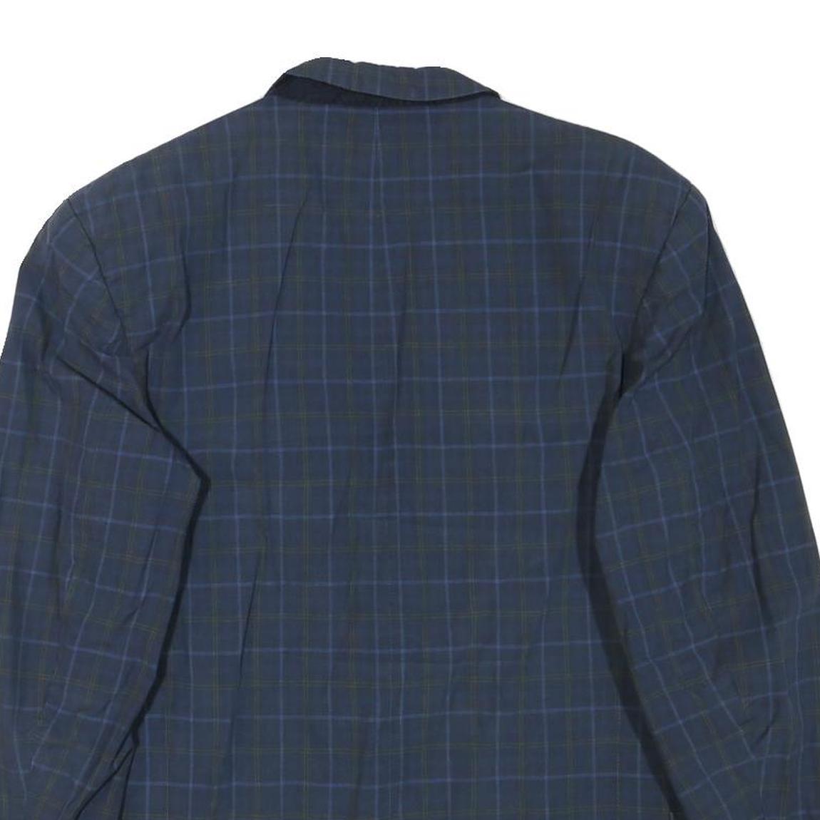 E THOMAS Mens Blue Checked Classic Jacket S Wool Blend Button Closure Stylish