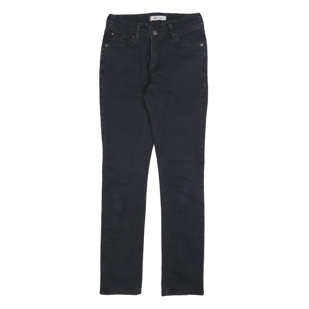 LEVI'S 471 Womens Jeans Black Slim Skinny Denim W26 L31 Stylish Zip Fastening