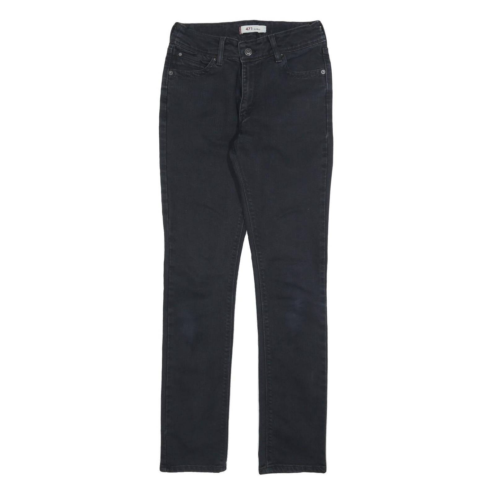 LEVI'S 471 Womens Jeans Black Slim Skinny Denim W26 L31 Stylish Zip Fastening