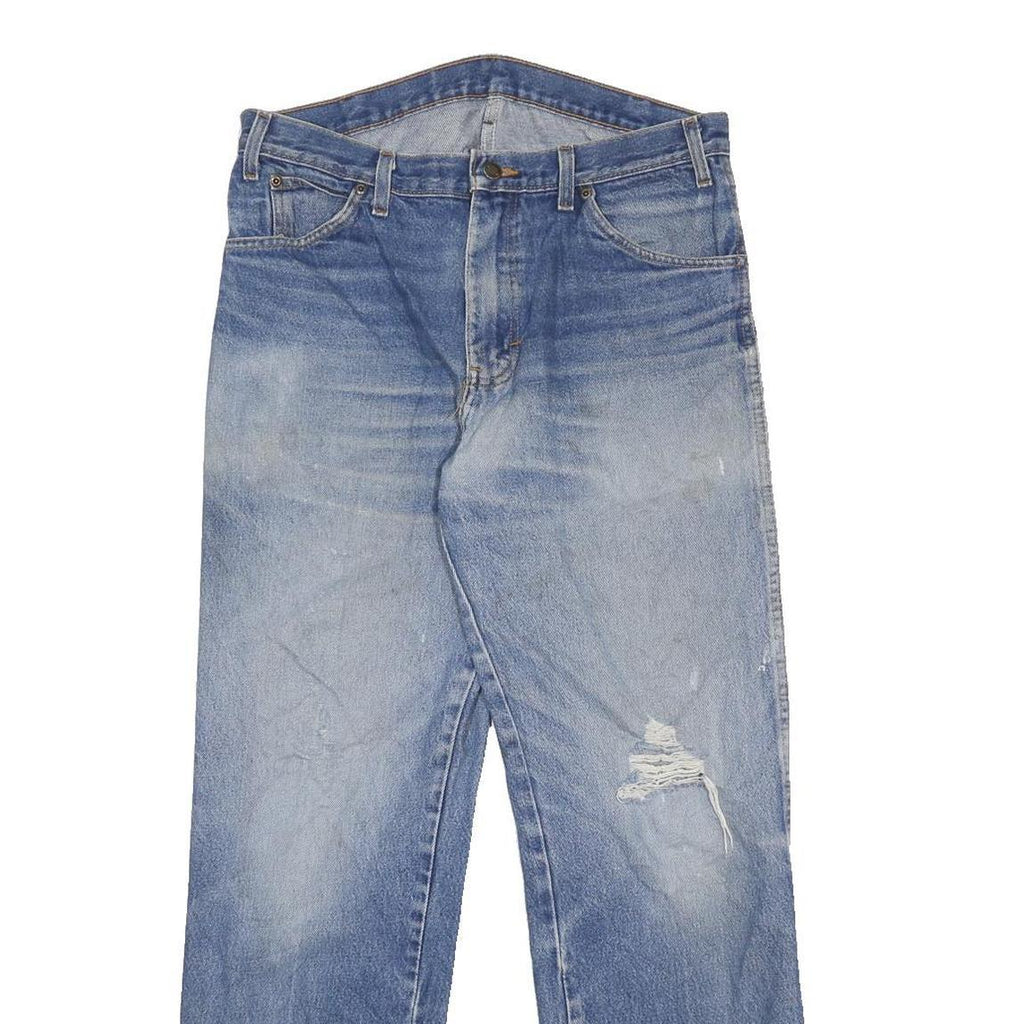 DICKIES Mens Jeans Blue Regular Straight Denim Light W34 L32 Distressed