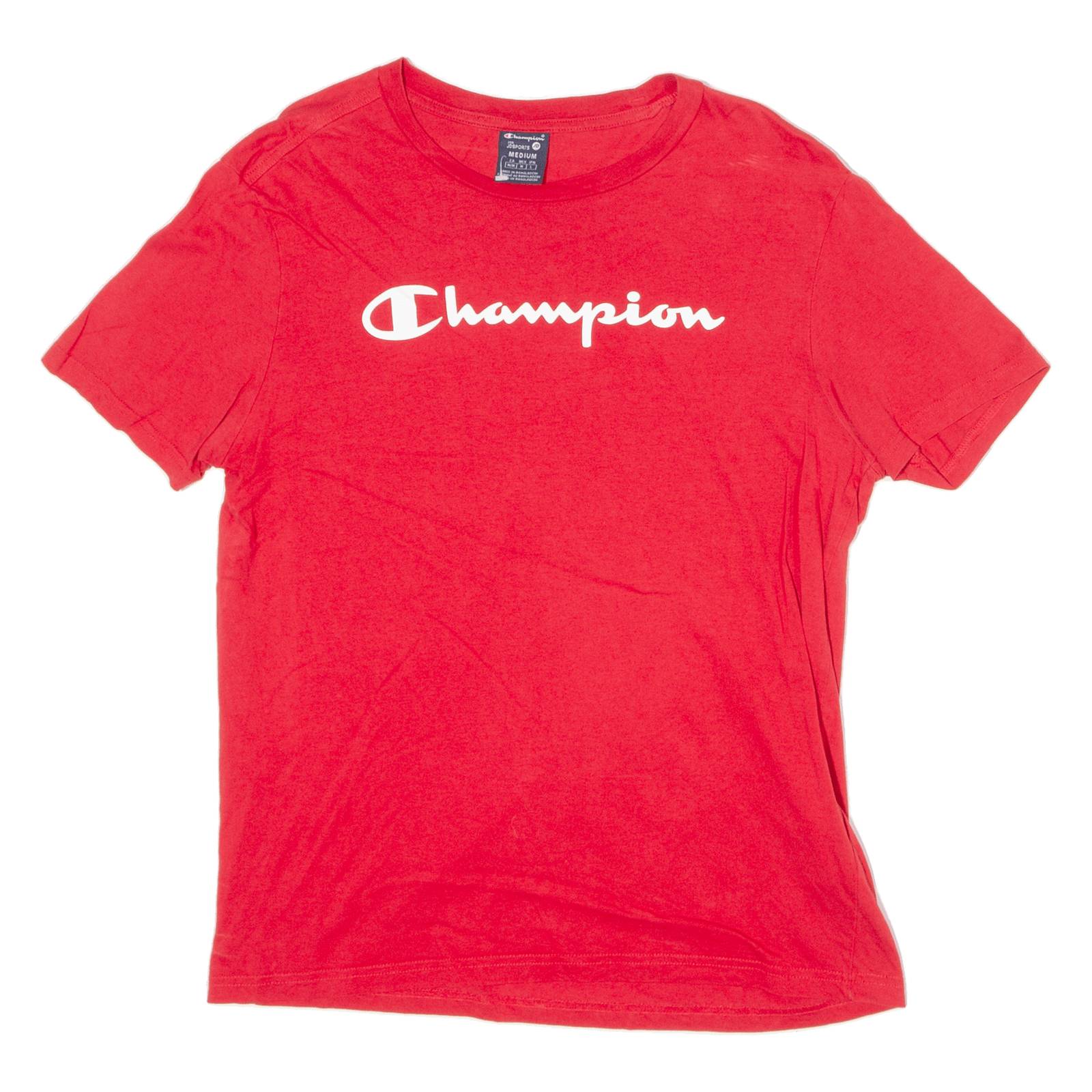 CHAMPION Mens T-Shirt Red Crew Neck M