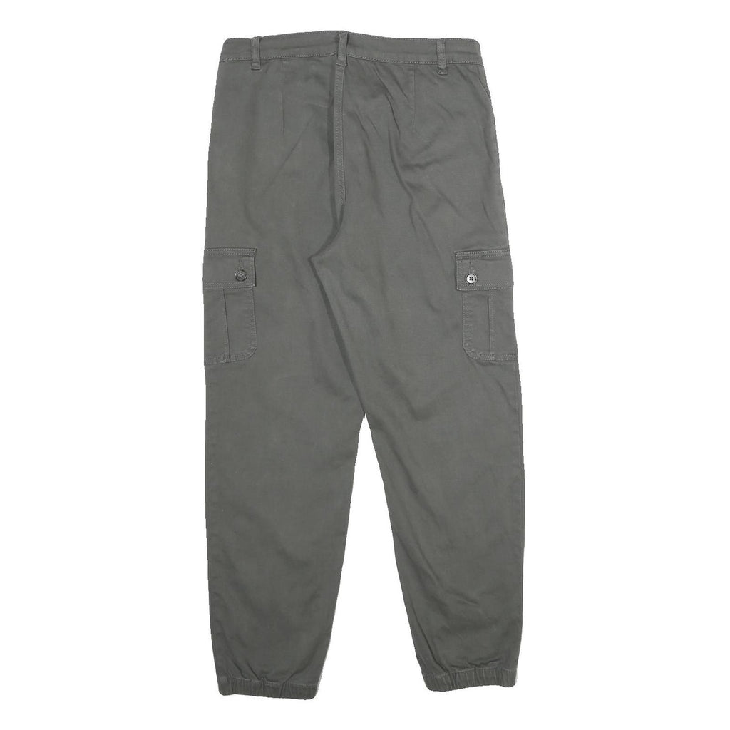 RAINBOW Womens Cotton Blend Grey Regular Fit Cargo Trousers W30 L29 Casual Zip