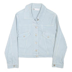 ZARA Womens Light Blue Cotton Blend Button Jacket XS Denim Plain Stylish