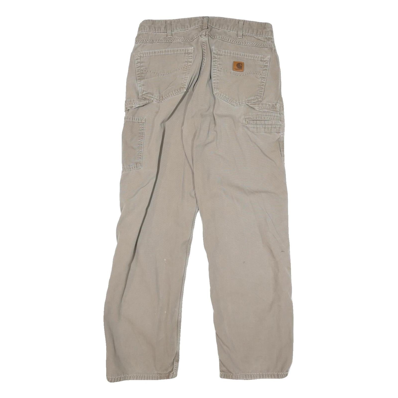 CARHARTT Mens Beige Cotton Canvas Relaxed Straight Trousers W32 L30 Workwear