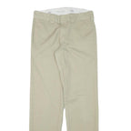 DICKIES Mens Cotton Blend Beige Slim Straight Trousers W30 L32 Workwear Zip
