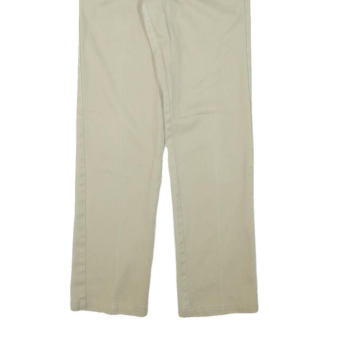 DICKIES Mens Cotton Blend Beige Slim Straight Trousers W30 L32 Workwear Zip