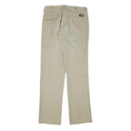 DICKIES Mens Cotton Blend Beige Slim Straight Trousers W30 L32 Workwear Zip