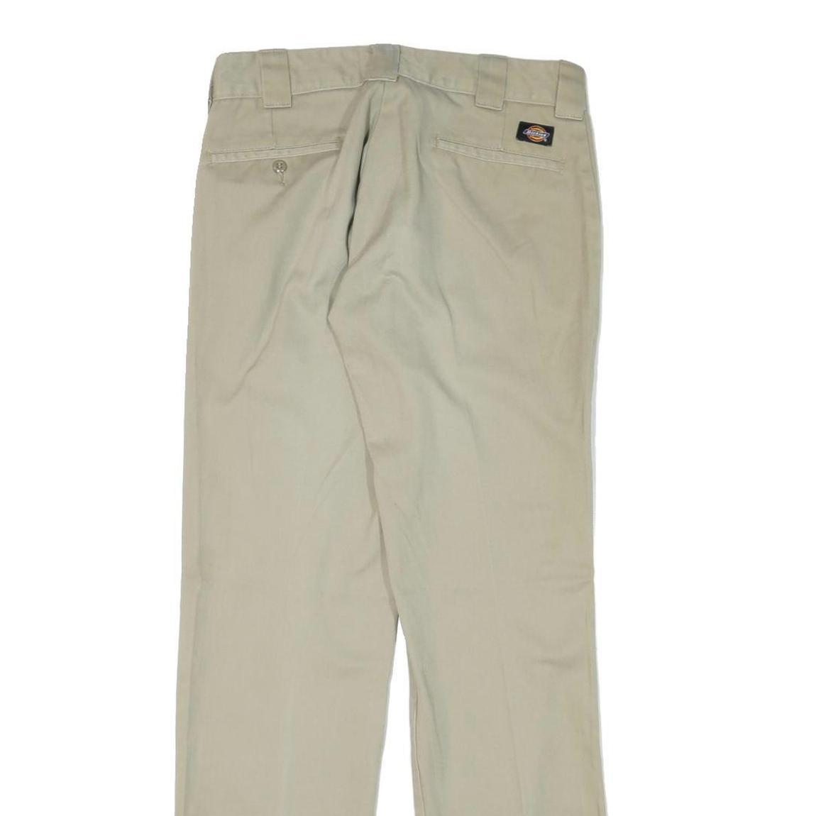 DICKIES Mens Cotton Blend Beige Slim Straight Trousers W30 L32 Workwear Zip