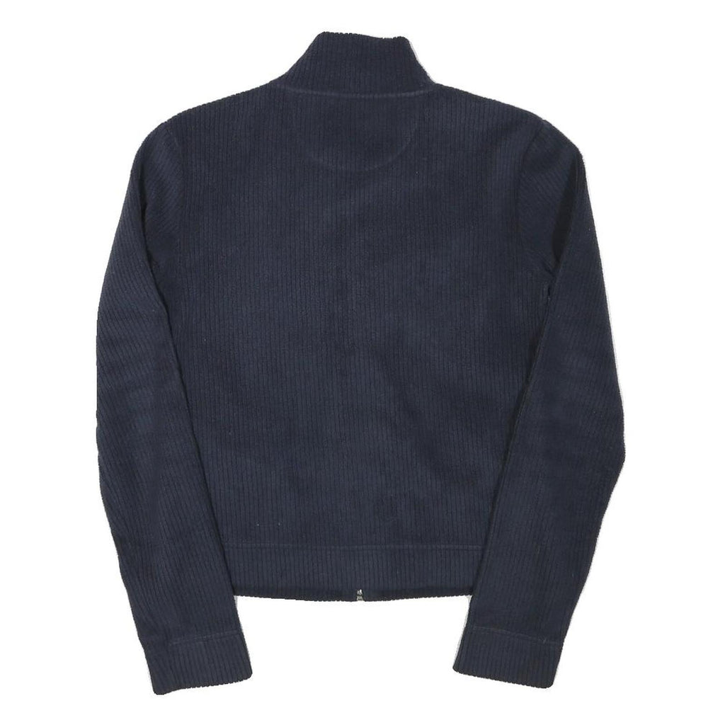 REEBOK Womens Navy Blue Jacket S Polyester Blend Ribbed Zip Casual Lightweight