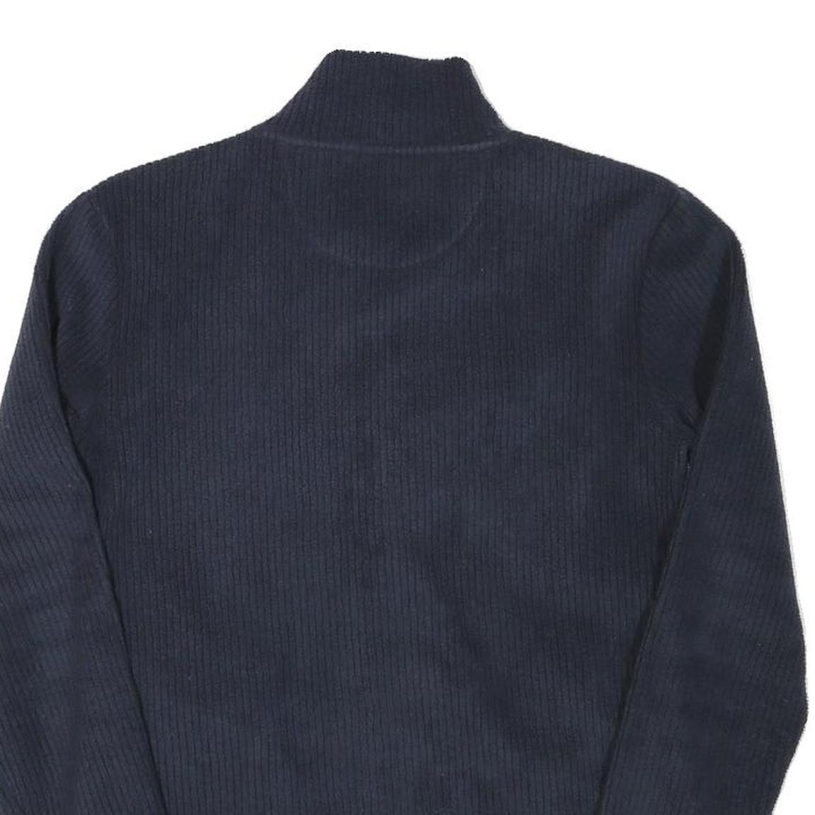 REEBOK Womens Navy Blue Jacket S Polyester Blend Ribbed Zip Casual Lightweight