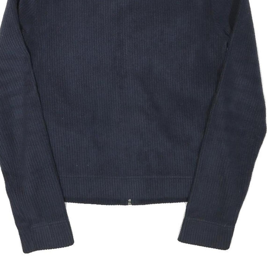 REEBOK Womens Navy Blue Jacket S Polyester Blend Ribbed Zip Casual Lightweight