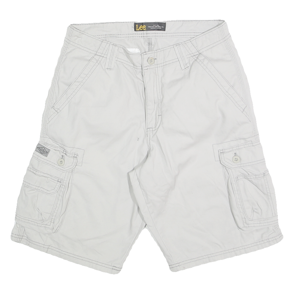 LEE Mens White Cargo Shorts M W30 Cotton Blend Casual Pocketed