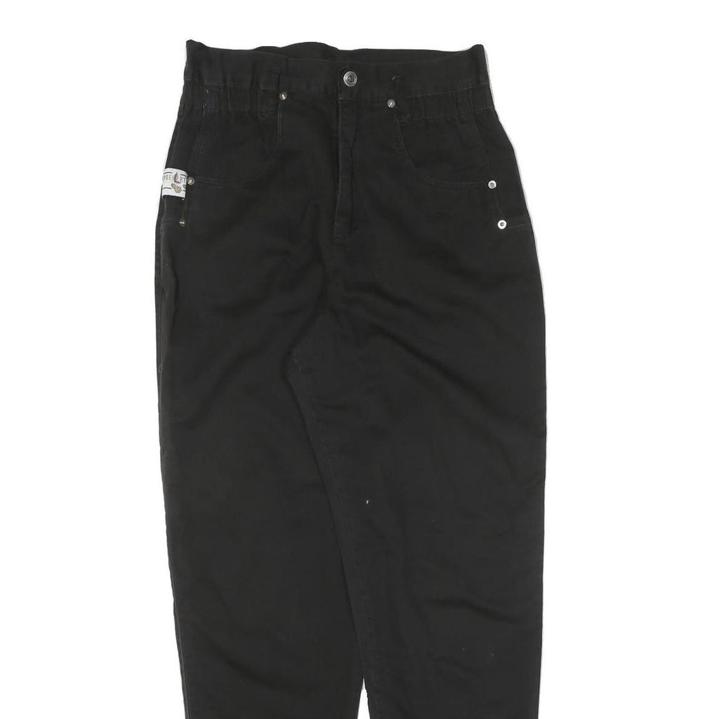 Womens Black Slim Cotton Blend Trousers W30 L32 Zip Pocket Casual Wear