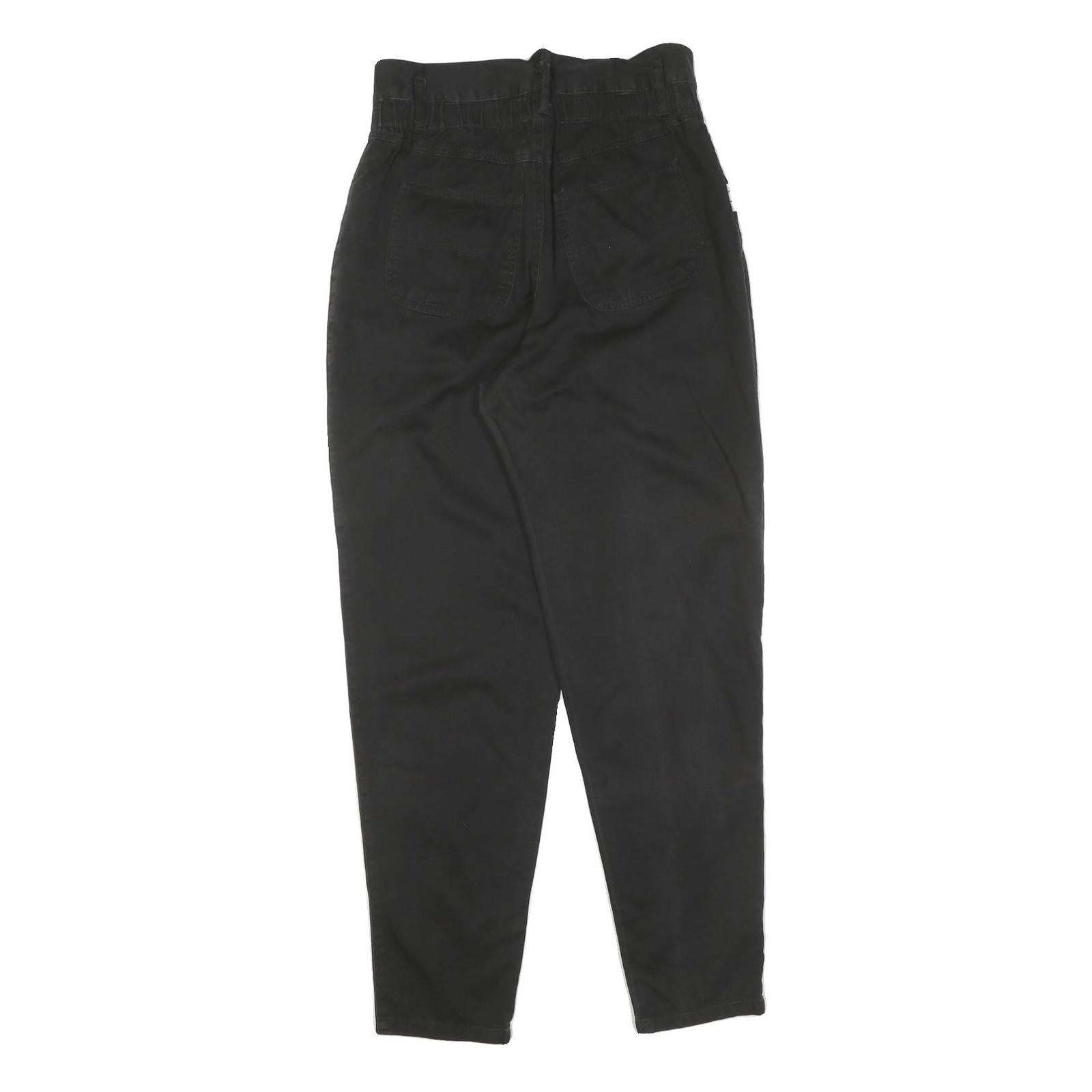 Womens Black Slim Cotton Blend Trousers W30 L32 Zip Pocket Casual Wear