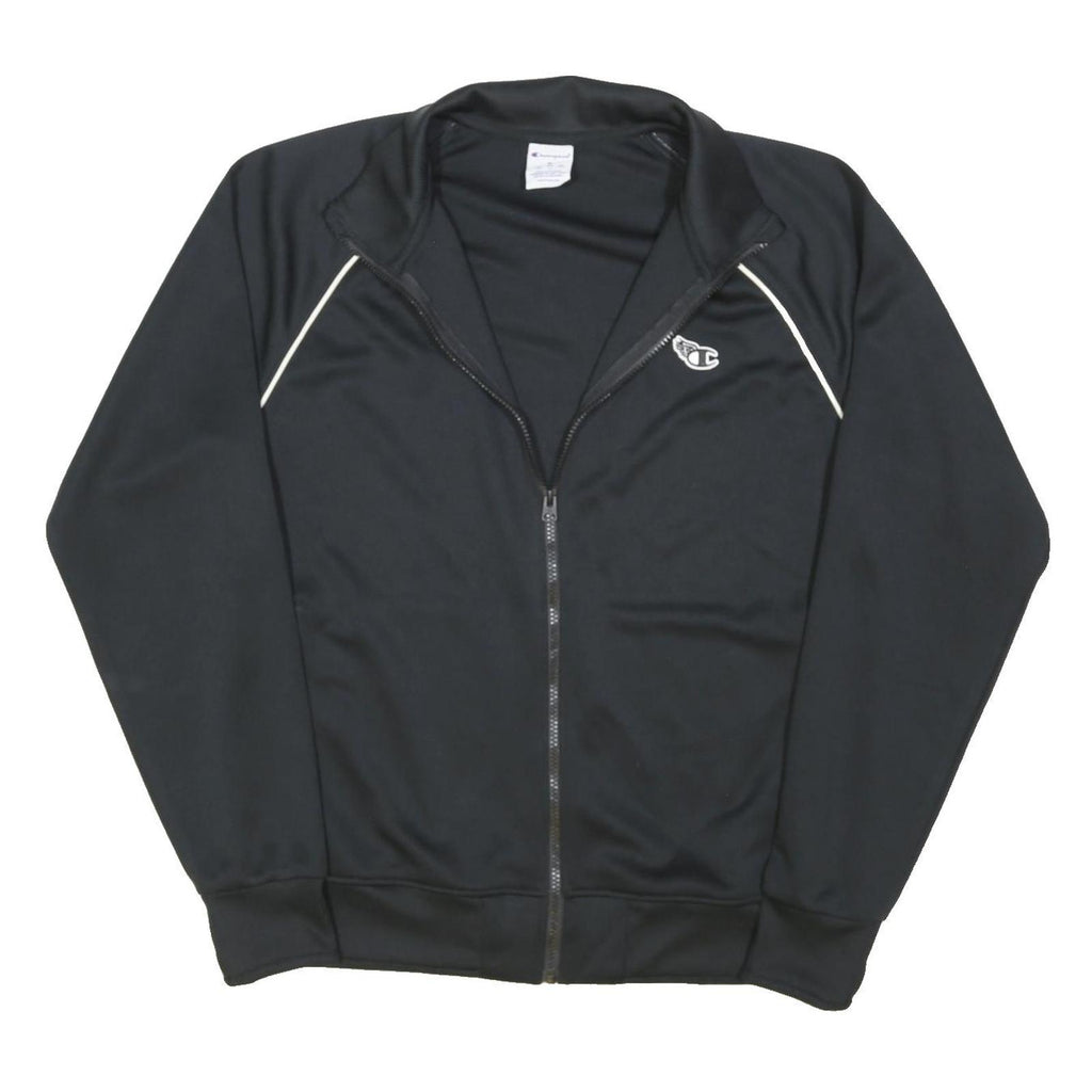CHAMPION Mens Black Zip Jacket M Polyester Blend Plain Sports Casual Track Top