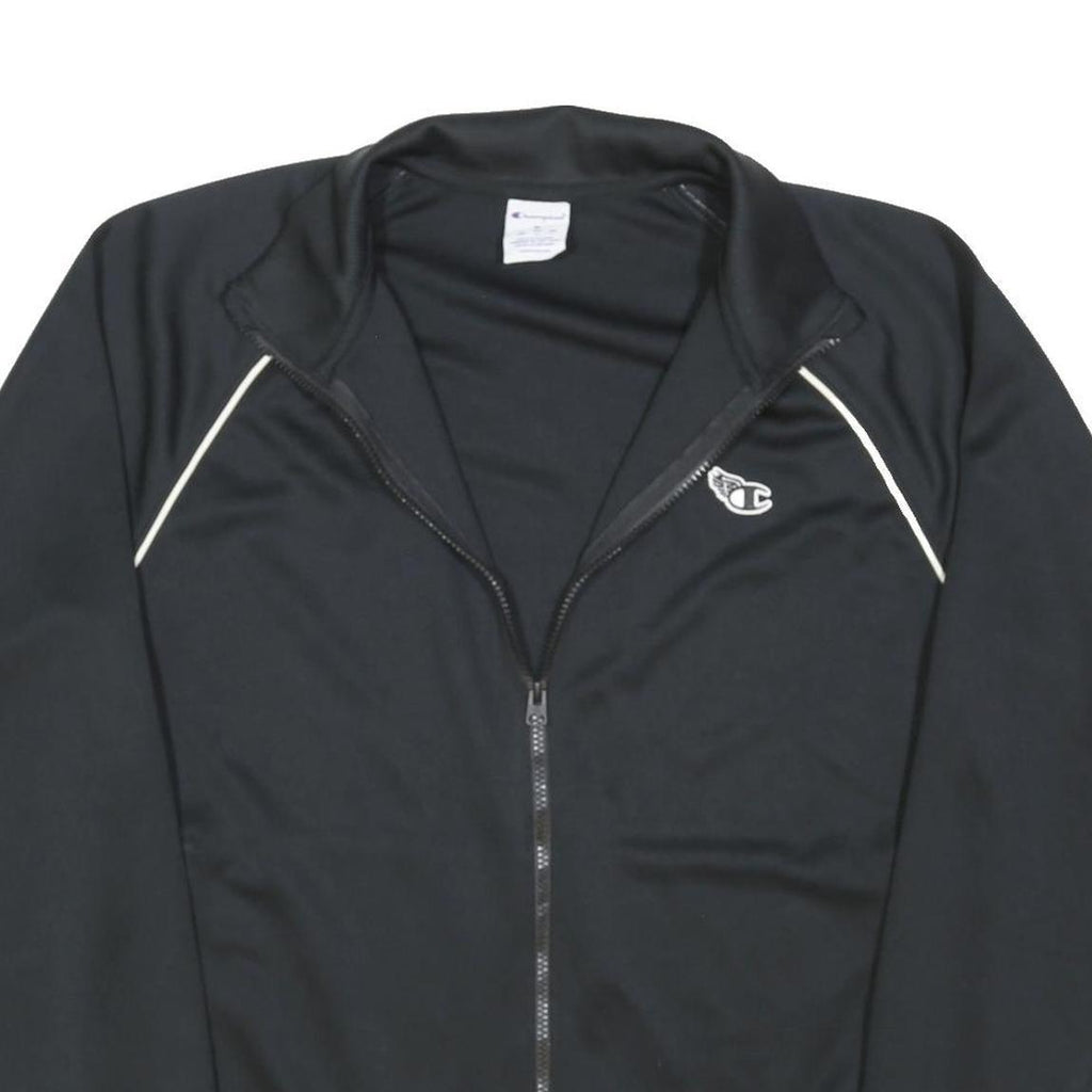 CHAMPION Mens Black Zip Jacket M Polyester Blend Plain Sports Casual Track Top