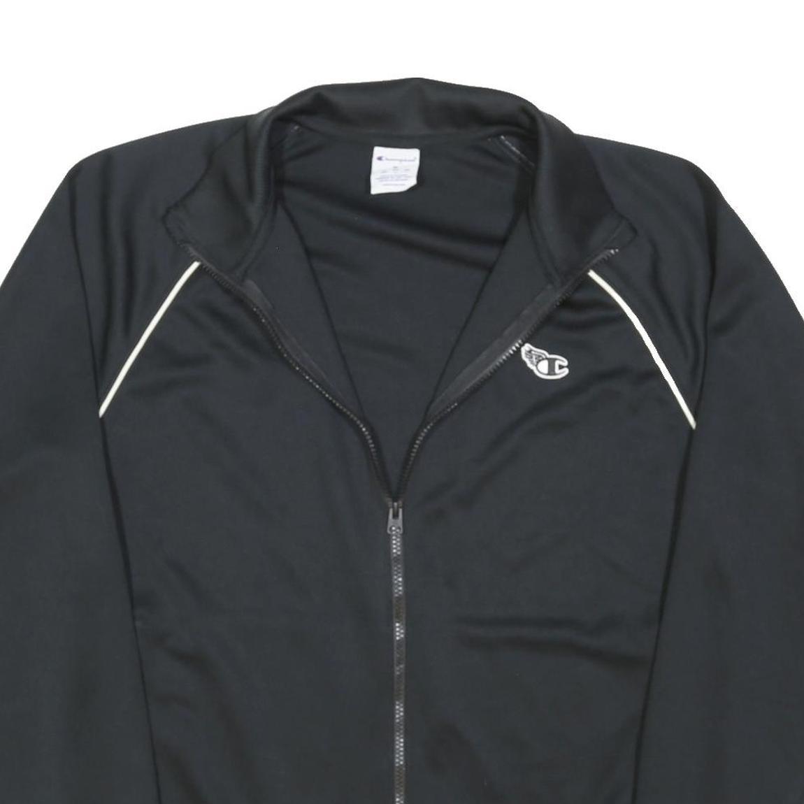 CHAMPION Mens Black Zip Jacket M Polyester Blend Plain Sports Casual Track Top