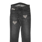 LEVI'S 511 Womens Skinny Black Denim Cotton Blend Slim Fit Zip W30 L31 Studded