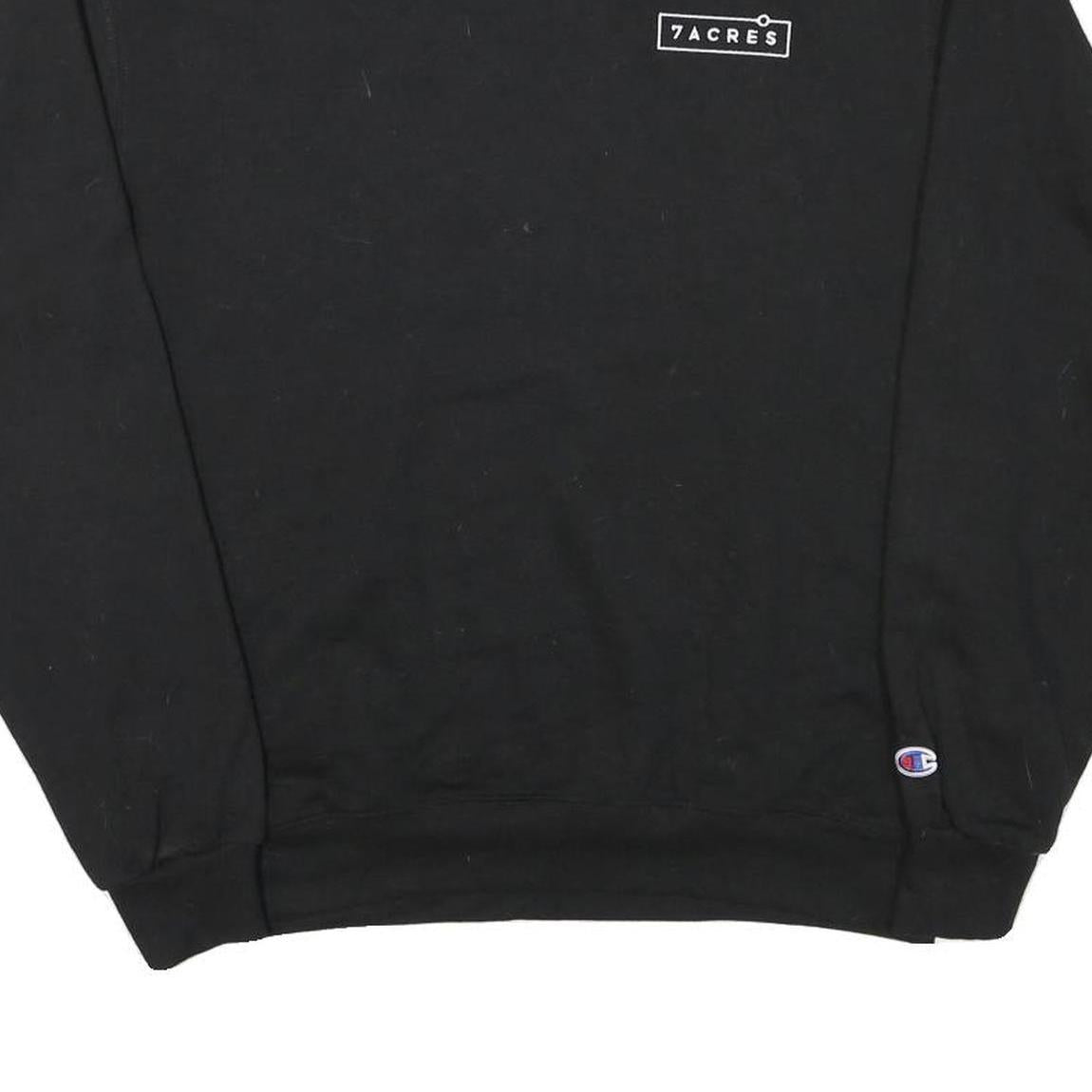 CHAMPION Mens Black Crew Neck M Cotton Blend Sweatshirt Pullover 7ACRES Logo