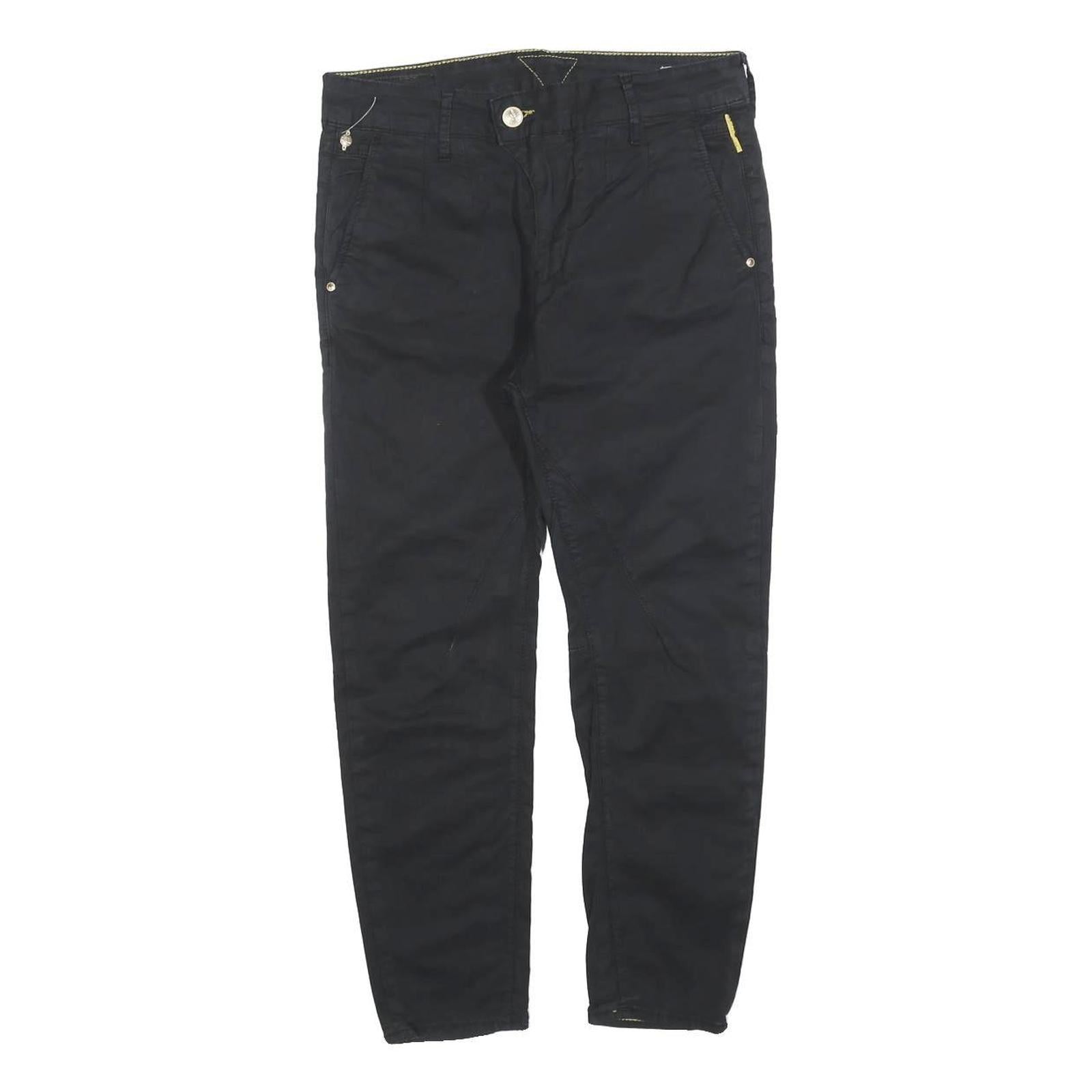 MELTIN POT Womens Polyester Blend Black Slim Straight Trousers W28 L22 Stylish