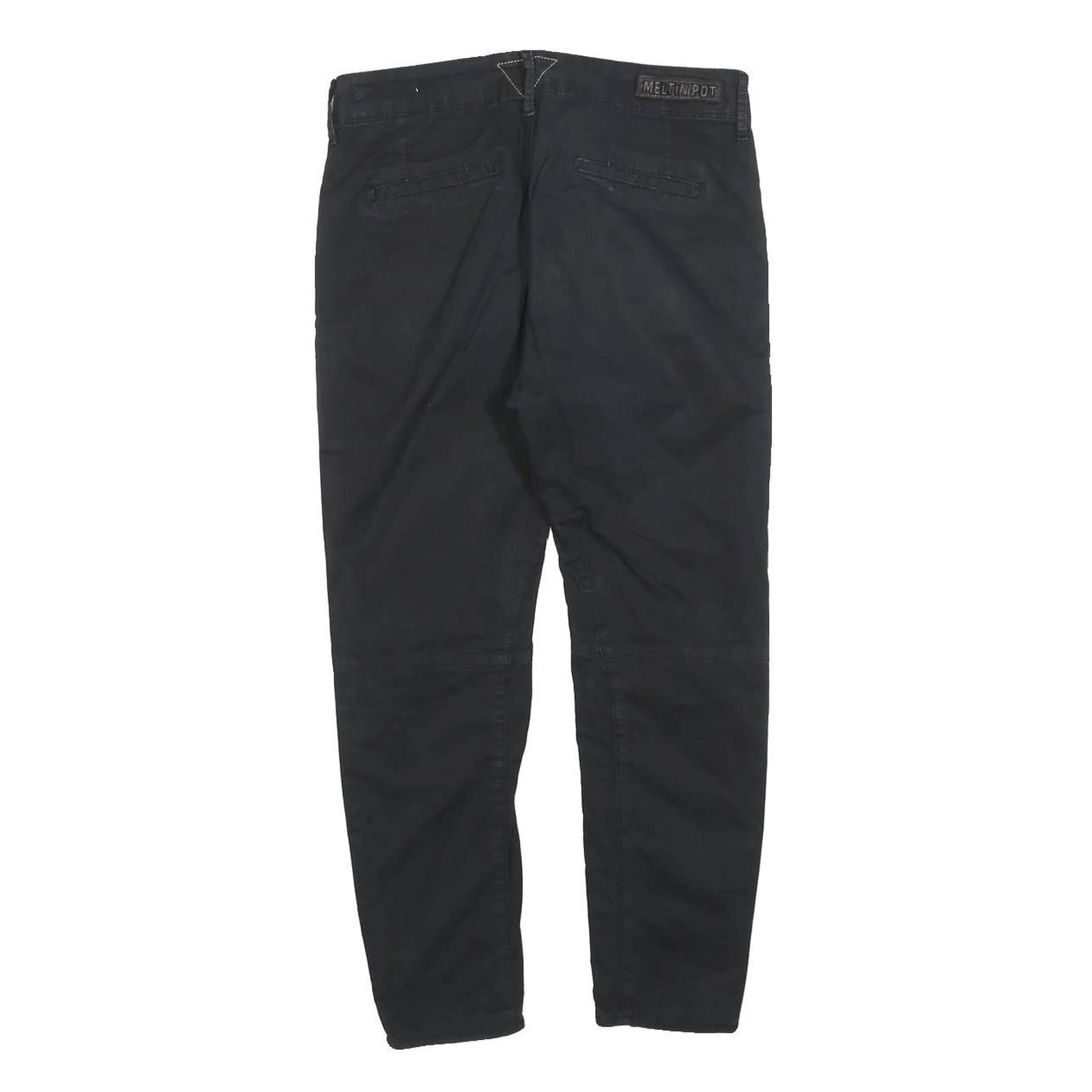 MELTIN POT Womens Polyester Blend Black Slim Straight Trousers W28 L22 Stylish