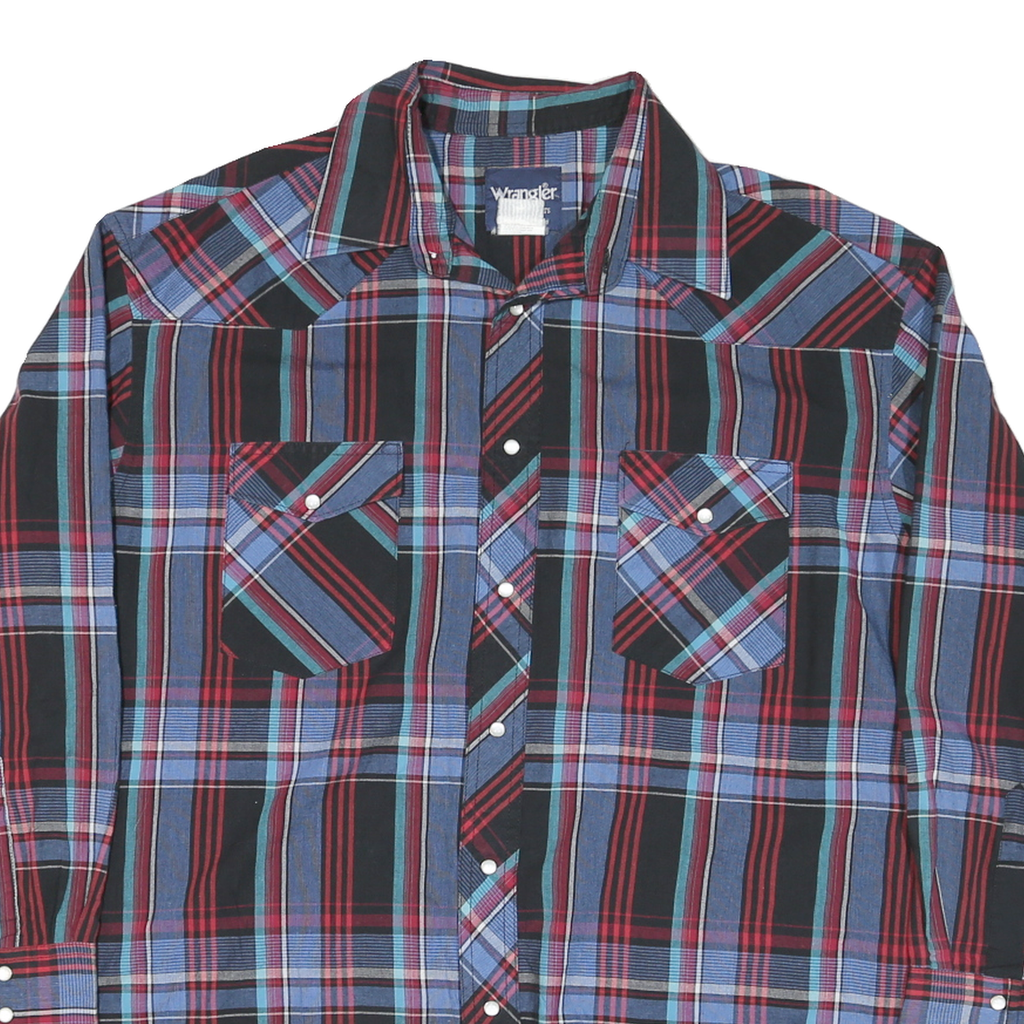 WRANGLER Mens Blue Black & Red Check Shirt L Casual Western Long Sleeve
