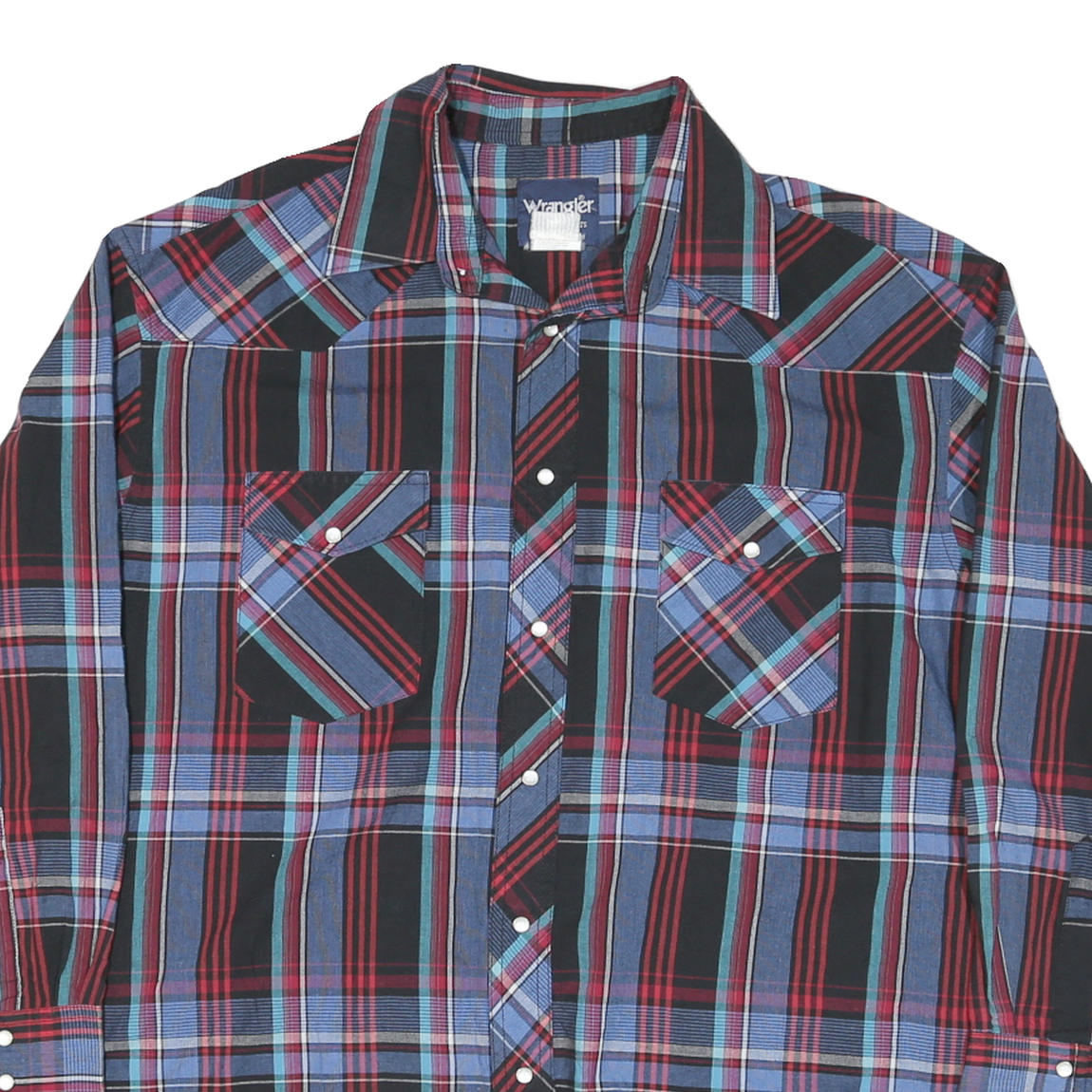 WRANGLER Mens Blue Black & Red Check Shirt L Casual Western Long Sleeve
