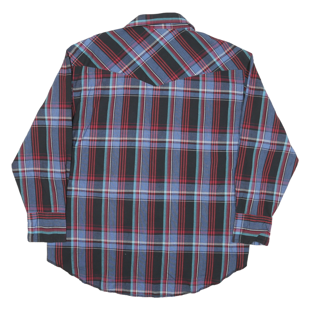 WRANGLER Mens Blue Black & Red Check Shirt L Casual Western Long Sleeve