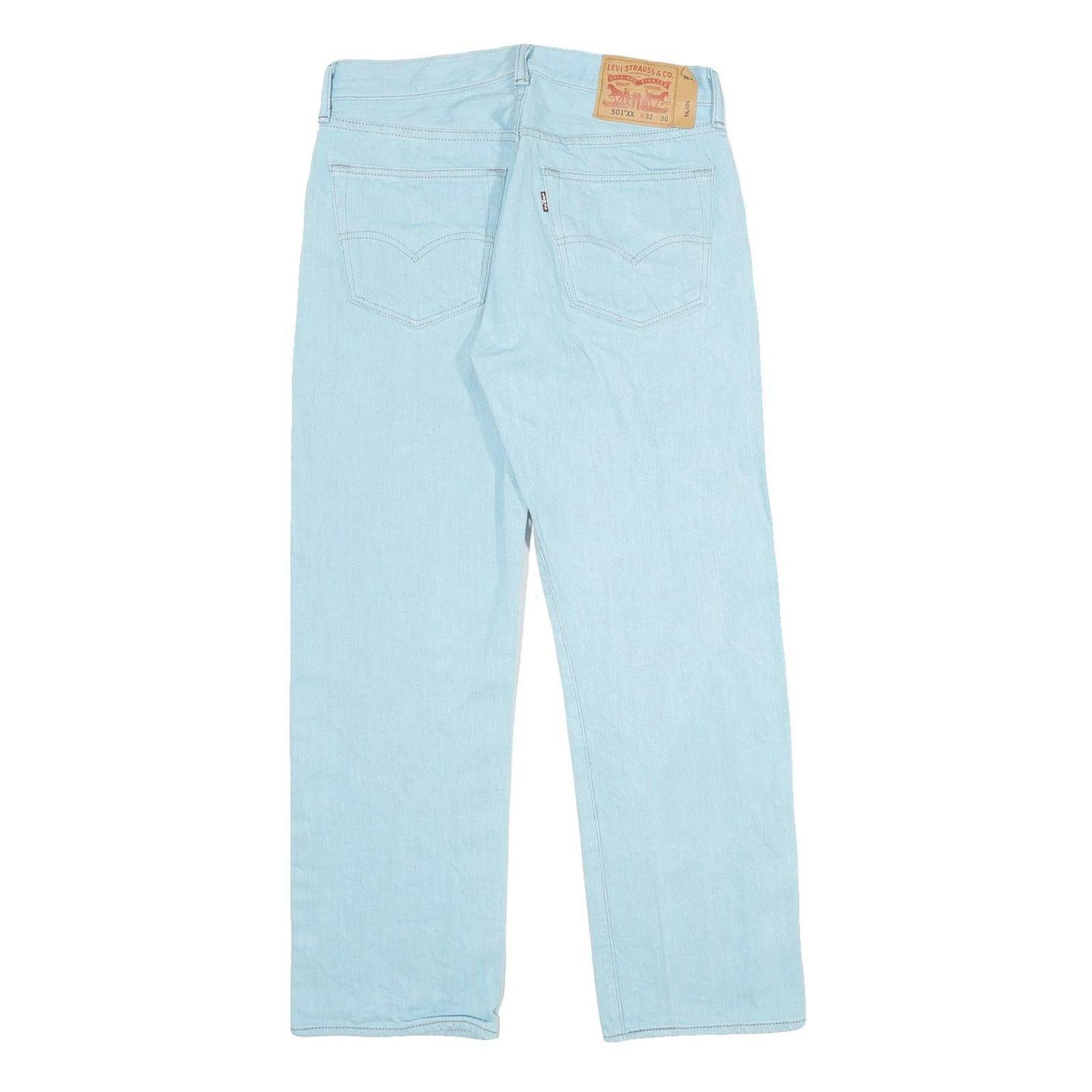 LEVI'S 501XX Mens Jeans Blue Classic Straight Denim Light W32 L30 Button Closure