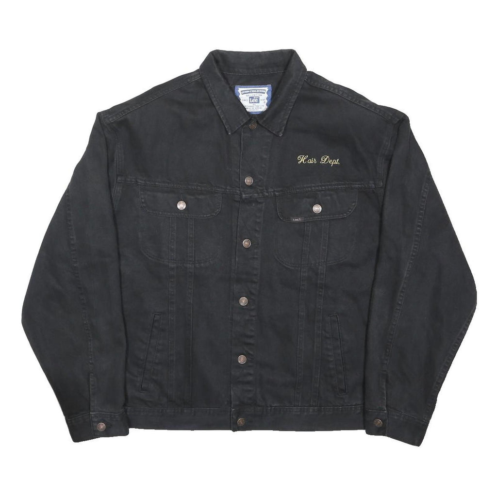 LEE Womens Black Denim Jacket XL Cotton Plain Button Show Boat National Tour