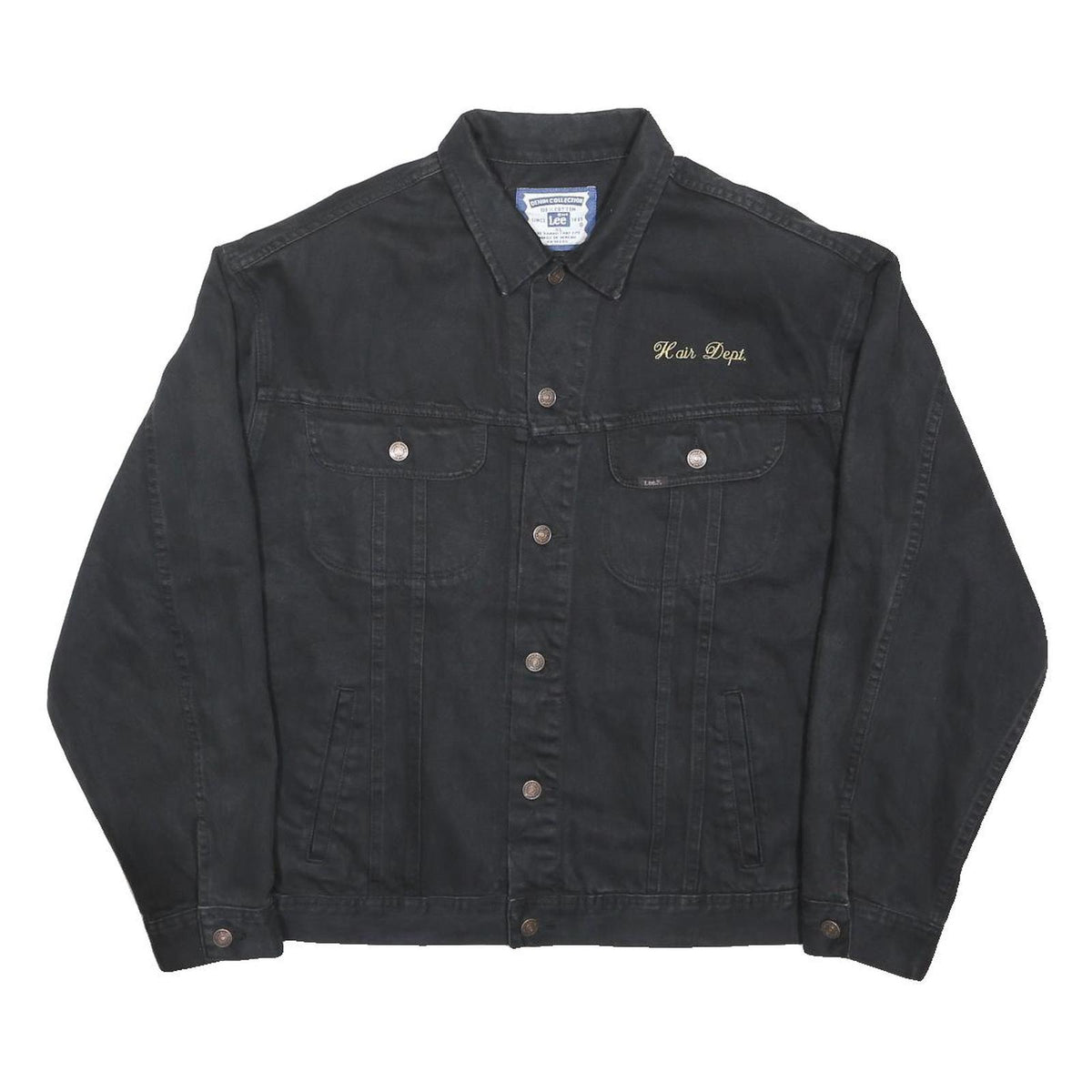 LEE Womens Black Denim Jacket XL Cotton Plain Button Show Boat National Tour