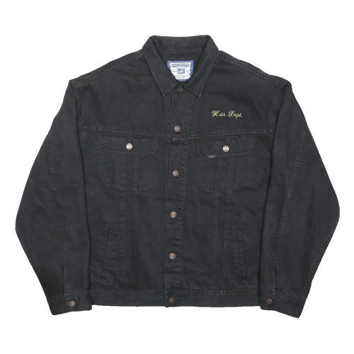 LEE Womens Black Denim Jacket XL Cotton Plain Button Show Boat National Tour