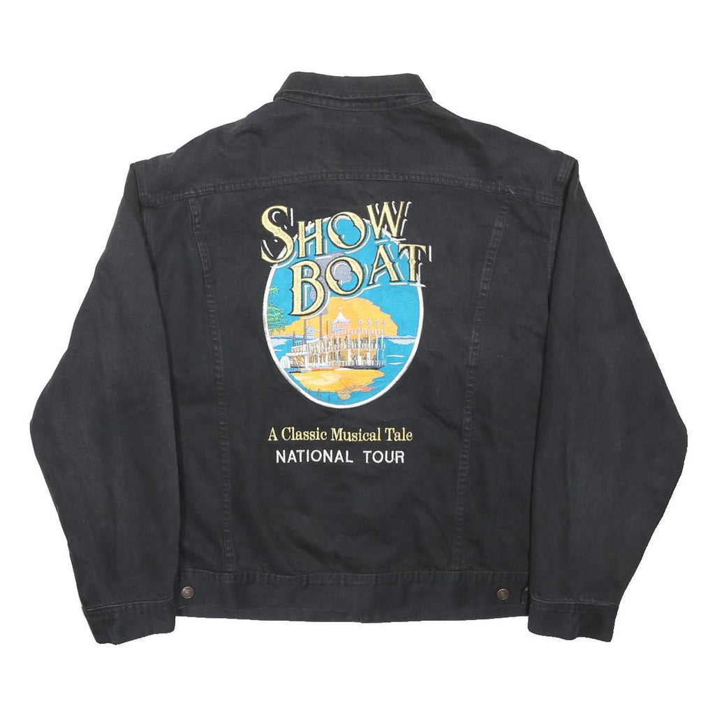 LEE Womens Black Denim Jacket XL Cotton Plain Button Show Boat National Tour