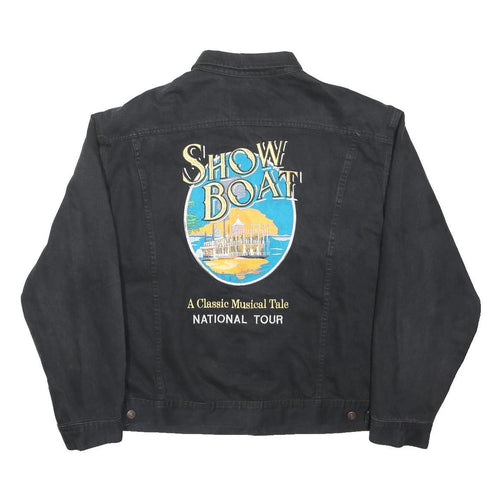 LEE Womens Black Denim Jacket XL Cotton Plain Button Show Boat National Tour