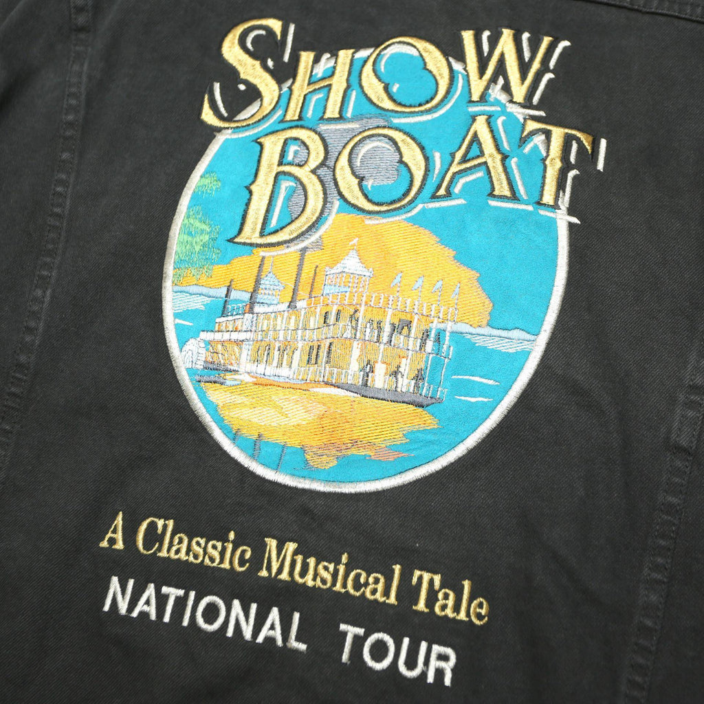 LEE Womens Black Denim Jacket XL Cotton Plain Button Show Boat National Tour
